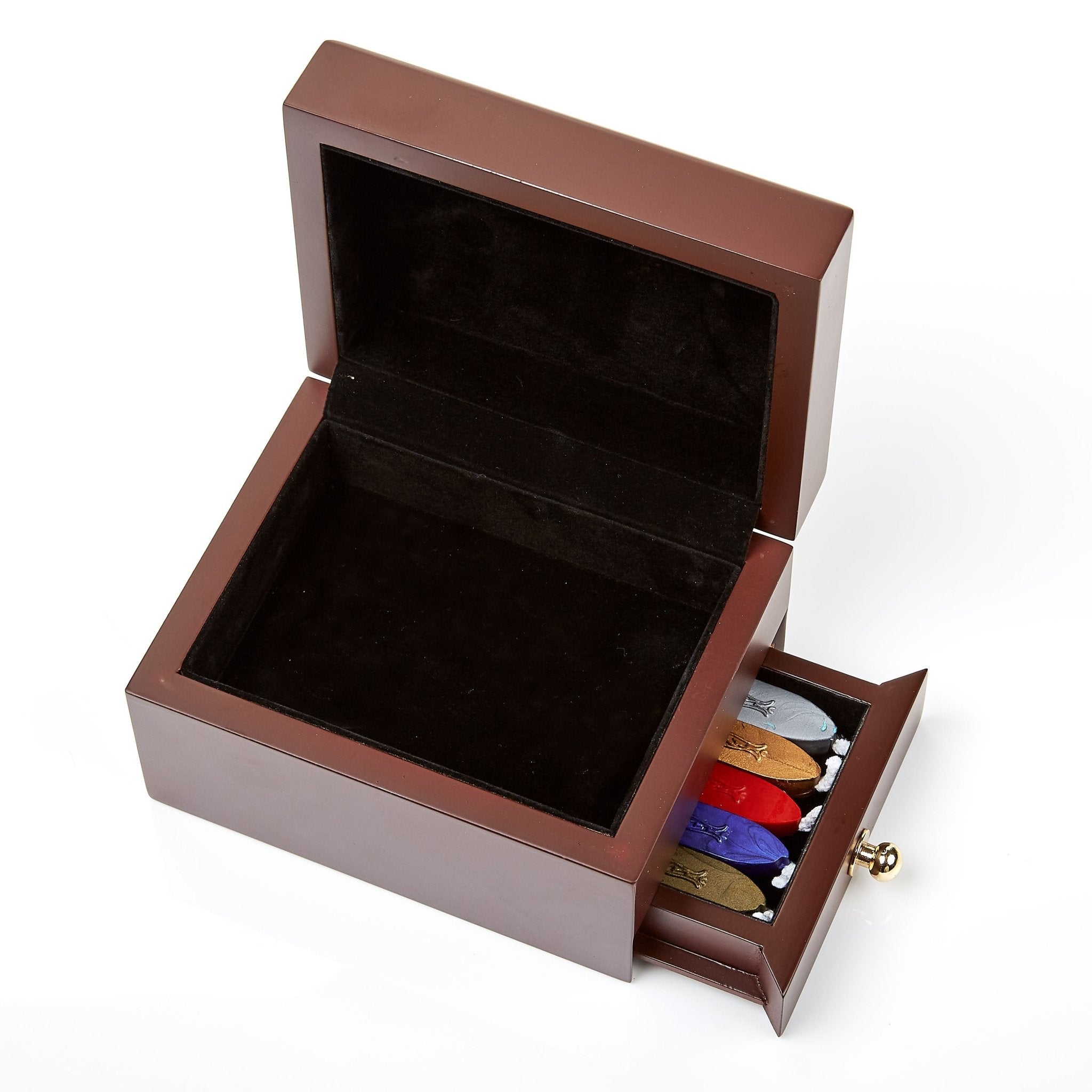 Deluxe Wax Seal Storage Box with Drawer Wooden Desk Organizer Chest for Stamps & Sealing Wax