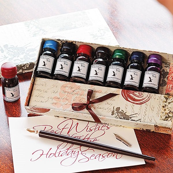 Calligraphy Quill Pen & Ink Set - Sepia Brown