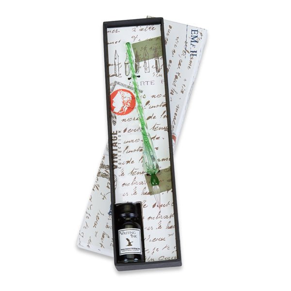 Glass Calligraphy Dip Pen & Ink Set Shimmering Colors - Nostalgic Impressions