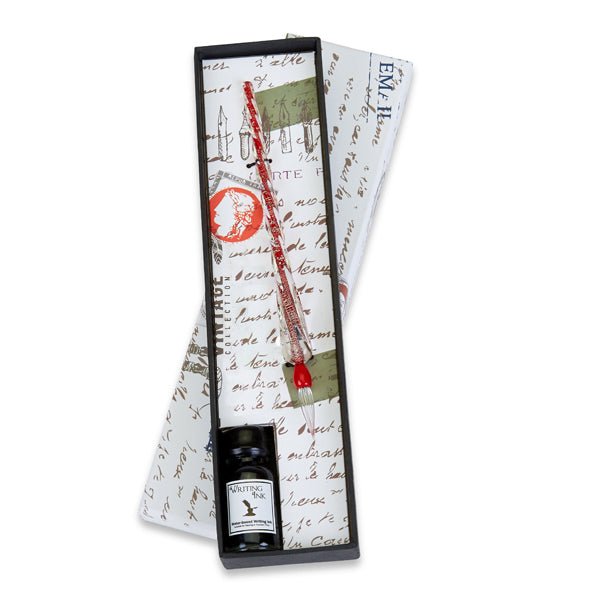 Glass Calligraphy Dip Pen & Ink Set Shimmering Colors - Nostalgic Impressions