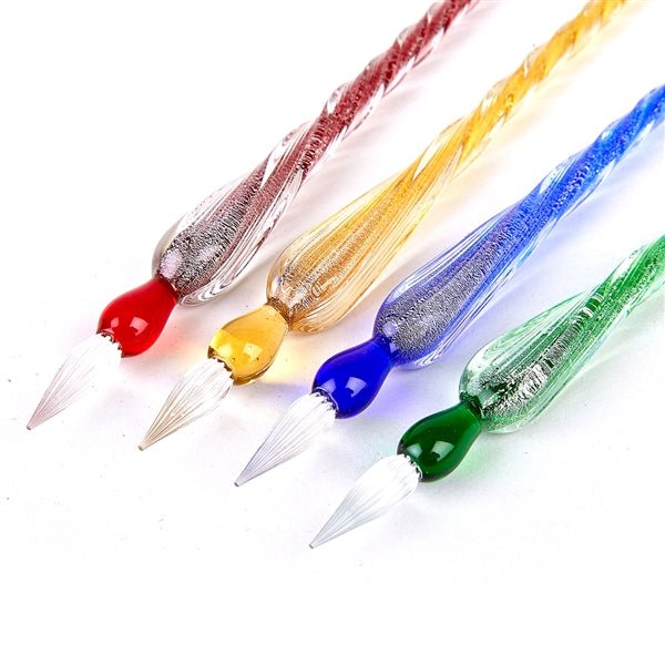 Glass Calligraphy Dip Pen & Ink Set Shimmering Colors