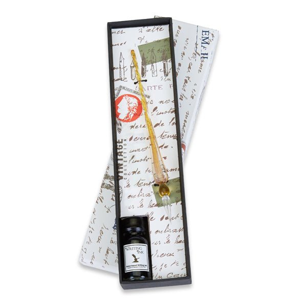 Glass Calligraphy Dip Pen & Ink Set Shimmering Colors - Nostalgic Impressions