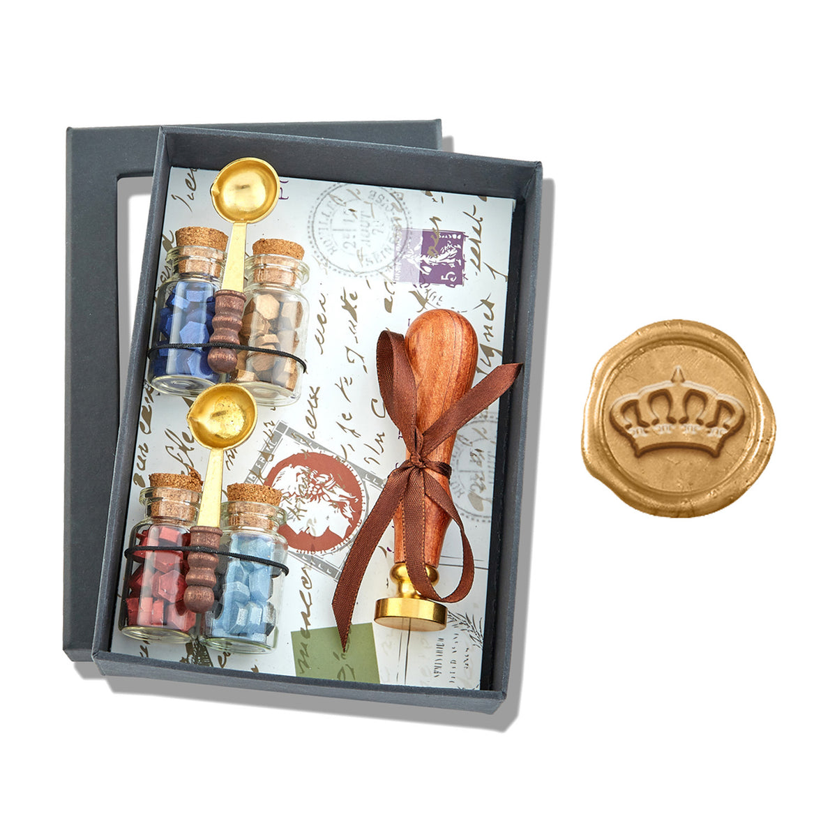 Bead Wax Seal Kit with Bead Wax, Spoons and Wax Seal Stamp - Nostalgic Impressions
