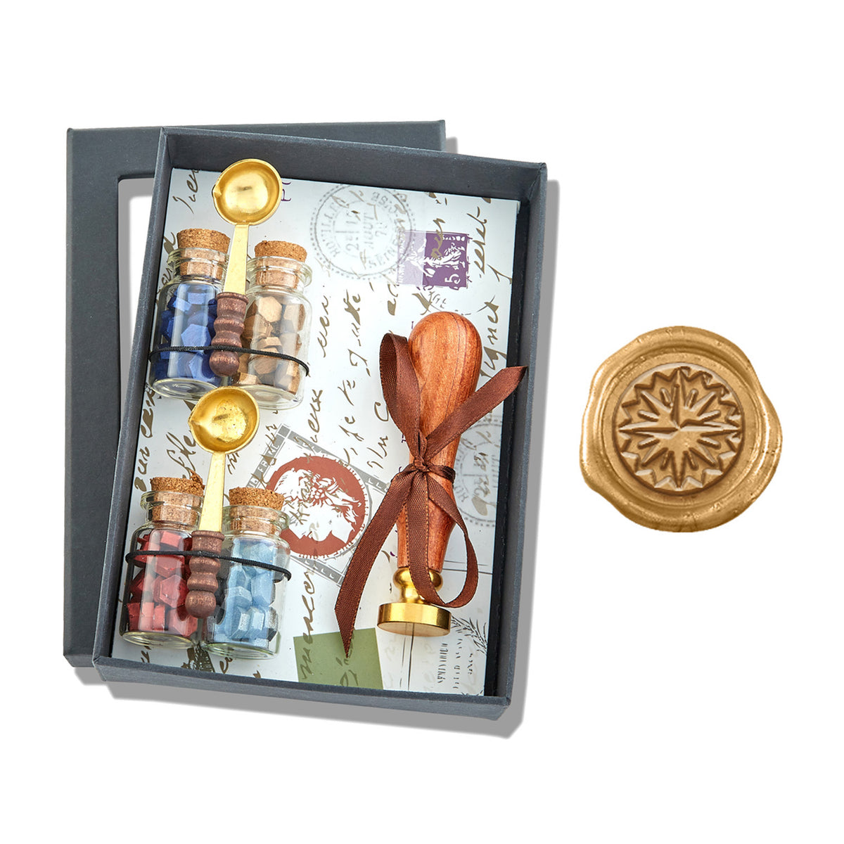 Bead Wax Seal Kit with Bead Wax, Spoons and Wax Seal Stamp - Nostalgic Impressions
