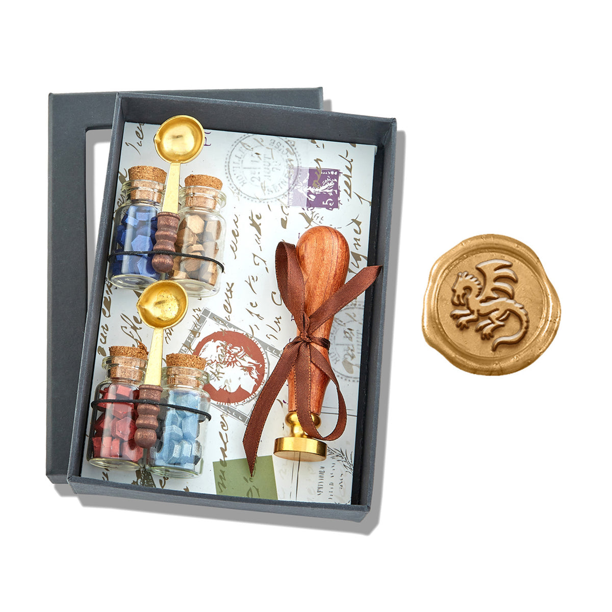 Bead Wax Seal Kit with Bead Wax, Spoons and Wax Seal Stamp - Nostalgic Impressions