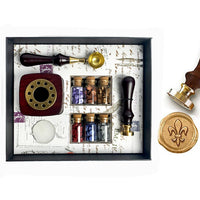 Bead Sealing Wax Kit with 6 colors Sealing Wax Beads, Melting Pot, Candle and Spoon - Nostalgic Impressions