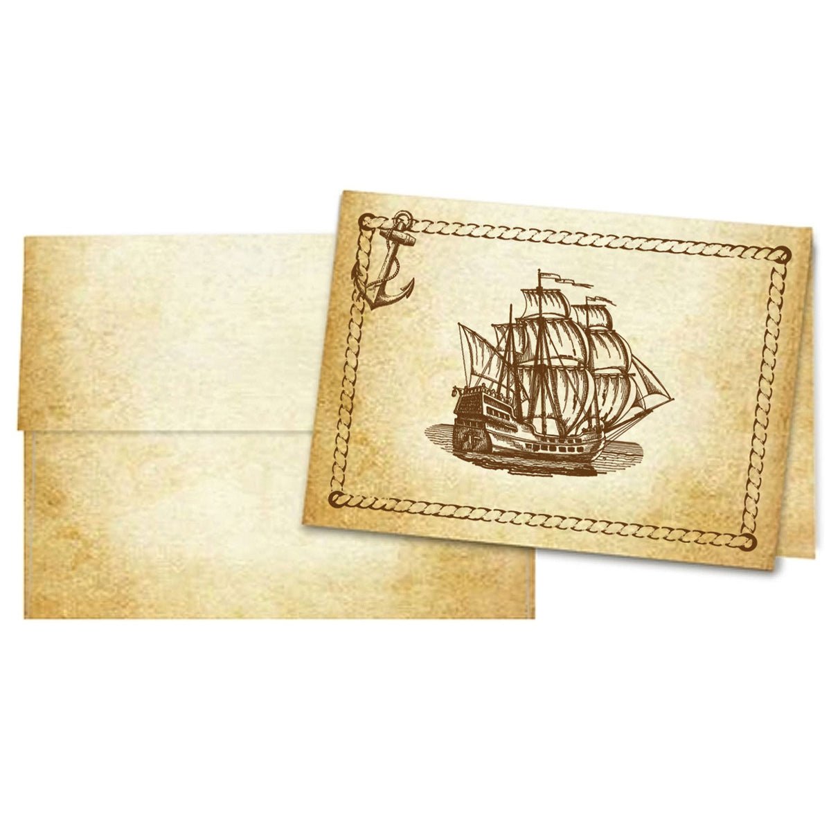 Aged Parchment Printed Note Card Set with Envelopes 8/8 - 8 Designs with Personalization Option - Nostalgic Impressions