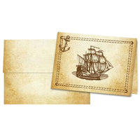 Aged Parchment Printed Note Card Set with Envelopes 8/8 - 8 Designs with Personalization Option - Nostalgic Impressions
