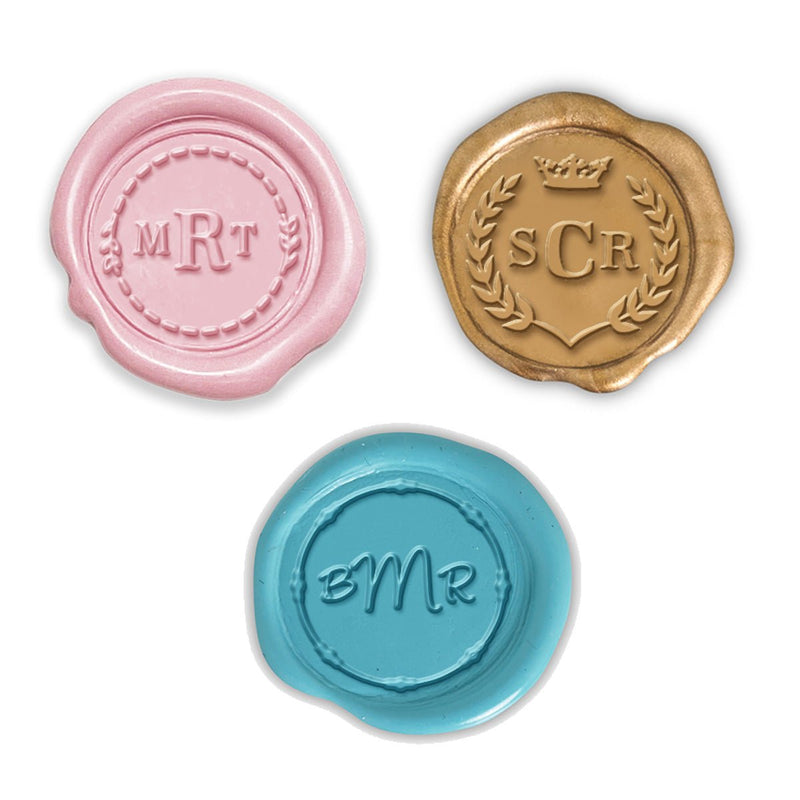 E-Z 3 Letter Monogram Maker Custom Wax Seal Stamp with Rosewood Handle-Choice of Border & Font - Nostalgic Impressions