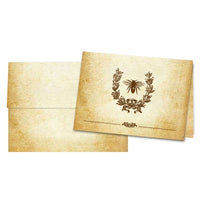 Aged Parchment Printed Note Card Set with Envelopes 8/8 - 8 Designs with Personalization Option - Nostalgic Impressions