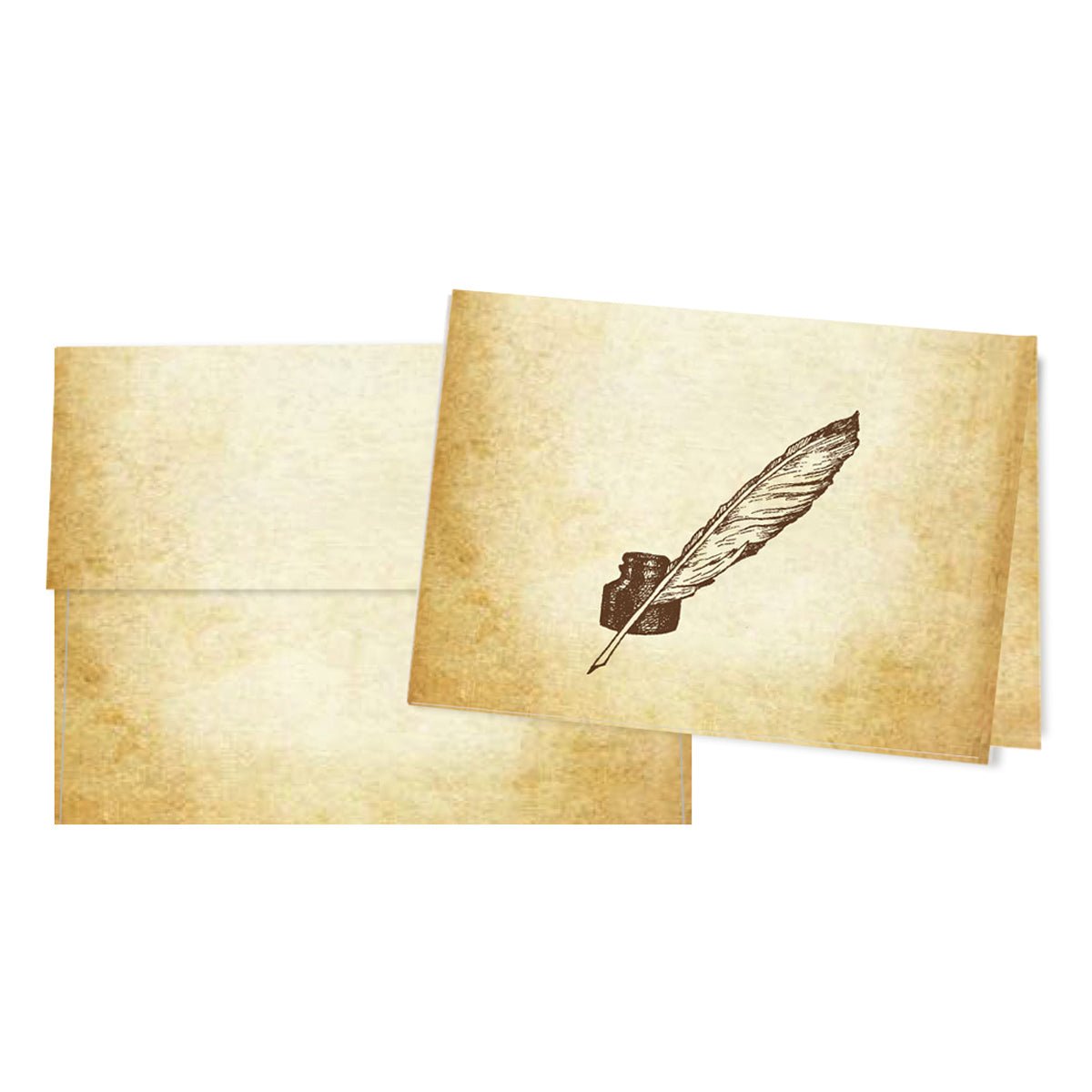 Aged Parchment Printed Note Card Set with Envelopes 8/8 - 8 Designs with Personalization Option - Nostalgic Impressions
