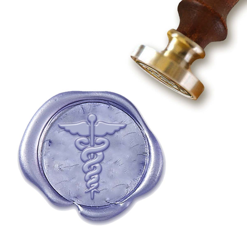 Caduceus Medical Symbol Wax Seal Stamp with Rosewood Wood Handle #R720CD - Nostalgic Impressions