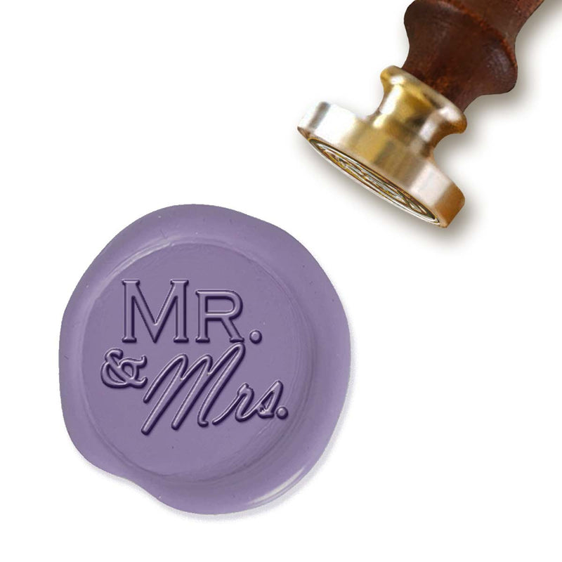Mr. and Mrs. Wedding Wax Seal Stamp with White Wood Handle #R890 - Nostalgic Impressions