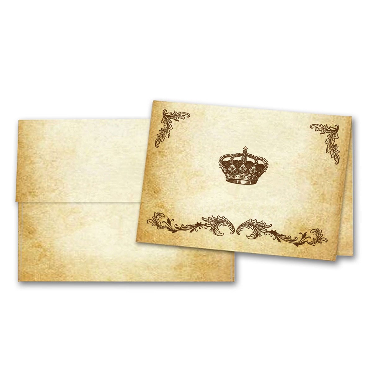 Regal Crown Aged Parchment Printed Note Card Set with Envelopes 8/8 - Personalization Option - Nostalgic Impressions