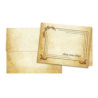 Aged Parchment Printed Note Card Set with Envelopes 8/8 - 8 Designs with Personalization Option - Nostalgic Impressions