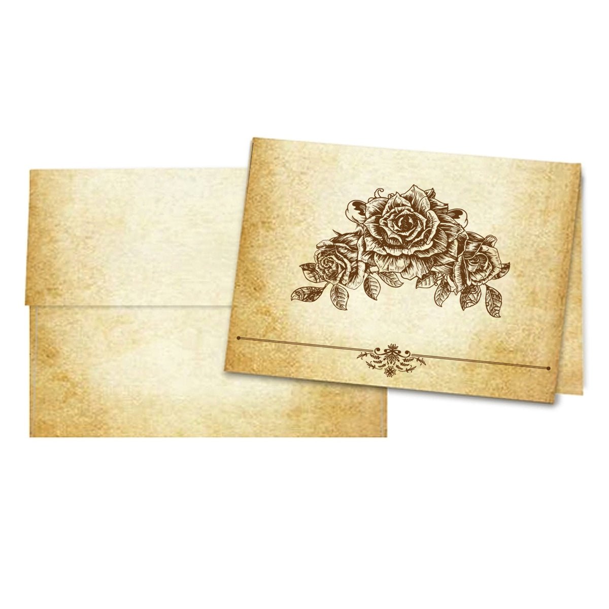 Aged Parchment Printed Note Card Set with Envelopes 8/8 - 8 Designs with Personalization Option - Nostalgic Impressions