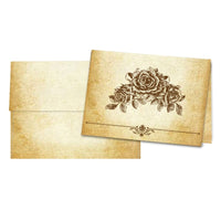 Aged Parchment Printed Note Card Set with Envelopes 8/8 - 8 Designs with Personalization Option - Nostalgic Impressions