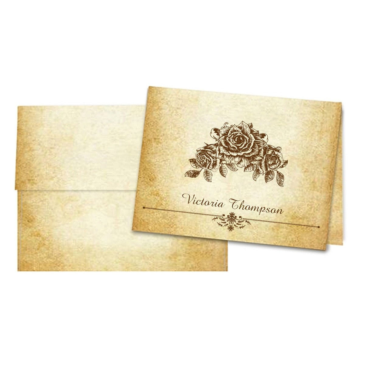 Aged Parchment Printed Note Card Set with Envelopes 8/8 - 8 Designs with Personalization Option - Nostalgic Impressions