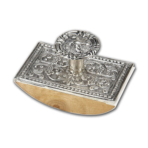 Wood Rocking Ink Blotter-Decorated Metal top-Silver - Nostalgic Impressions