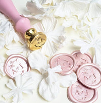 Create your Own Wedding Wax Seal Stamp from your Logo or Art with Turquoise Wood Handle - Nostalgic Impressions