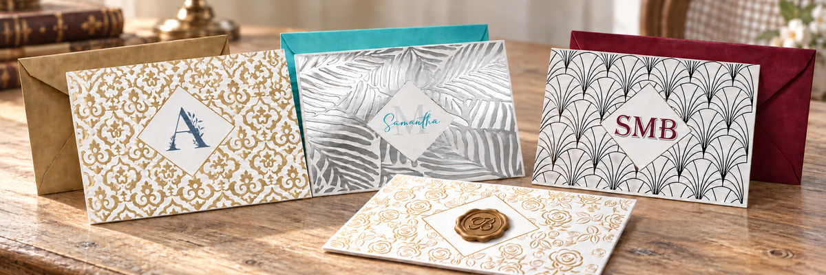 Luxury Foil Note Cards | Personalized Monogram & Wax Seal Stationery