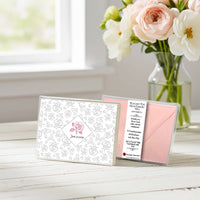 Silver Foil Just a Note Note Cards Boxed Set of 8 with Rosa envelopes by Nostalgic Impressions