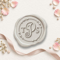 Vine Wedding Monogram Adhesive Wax Seals #1181a bundle with stamp