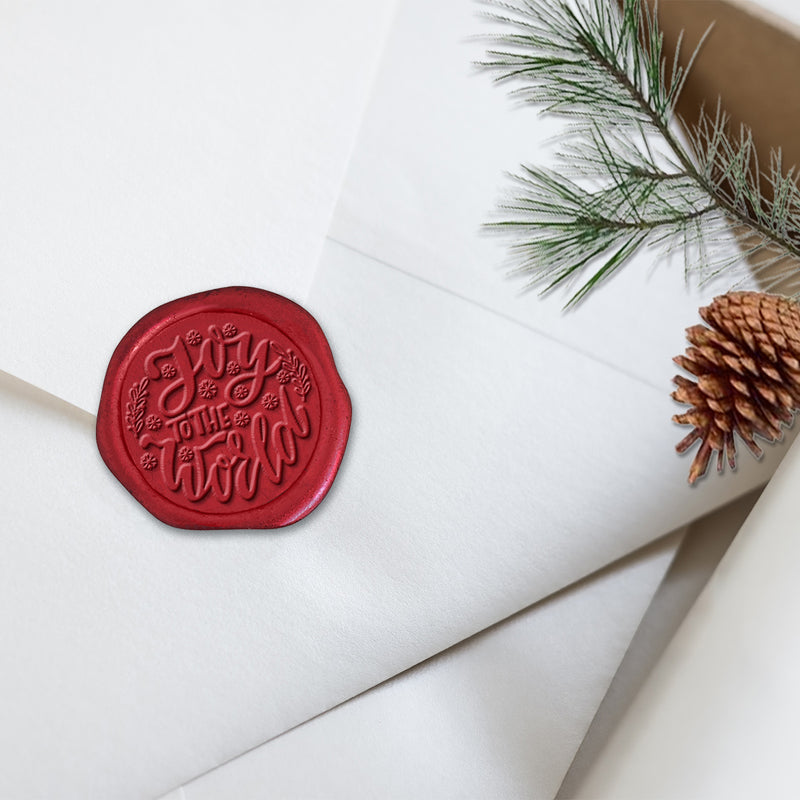 Joy Adhesive Christmas Wax Seal Stickers 8PK - Hand Pressed 1 1/4"