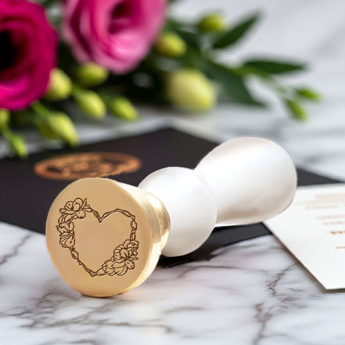 Floral Heart Wax Seal Stamp #1384 -USA Handcrafted