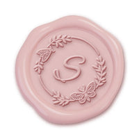 Butterfly Border Single Initial Adhesive Wax Seals #1720 Bundle with Stamp - Nostalgic Impressions