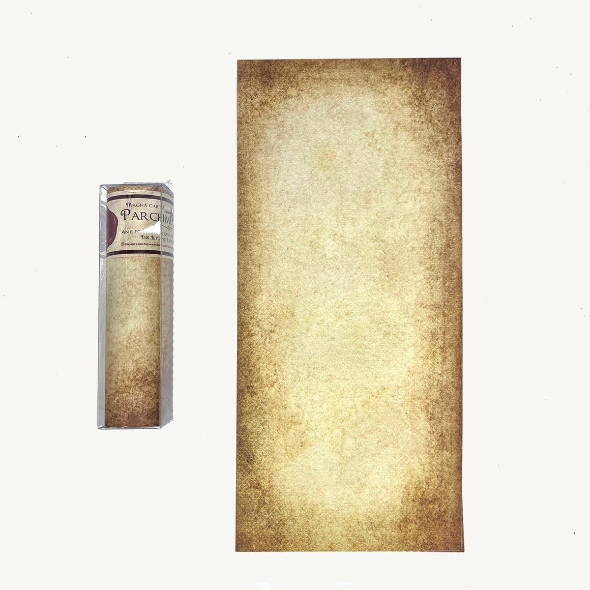 Aged Parchment Scroll Paper - 8" x 18” - Printed Antique Texture - 6 Pack - Printer Friendly