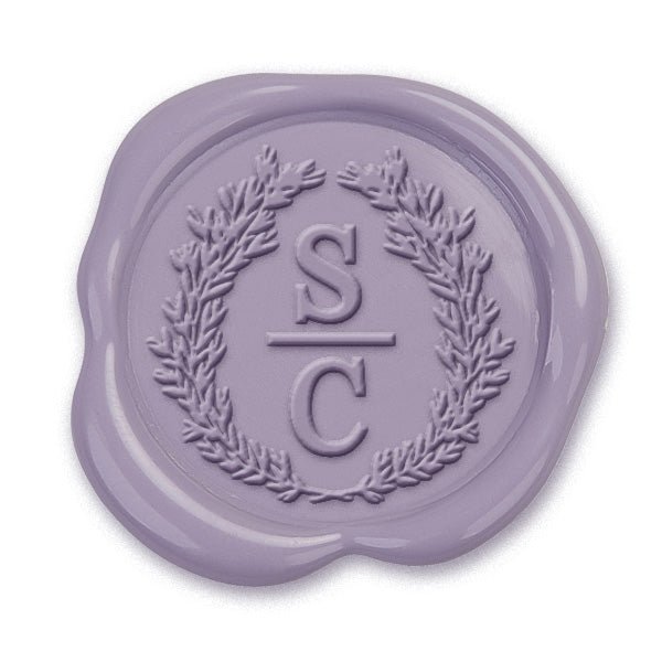 Wreath Symmetry Wedding Monogram Custom Wax Seal Stamp - Font Choices & Preview #1959 - Nostalgic Impressions