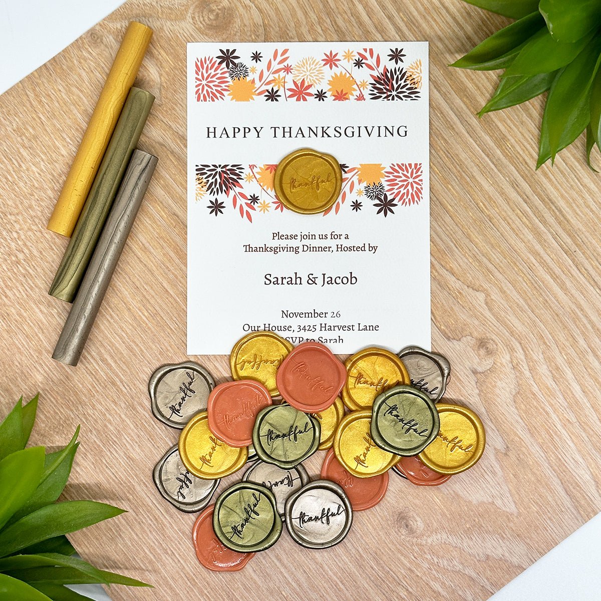 Thankful Wax Seal Stamp with Rosewood Wood Handle #1440 - Nostalgic Impressions
