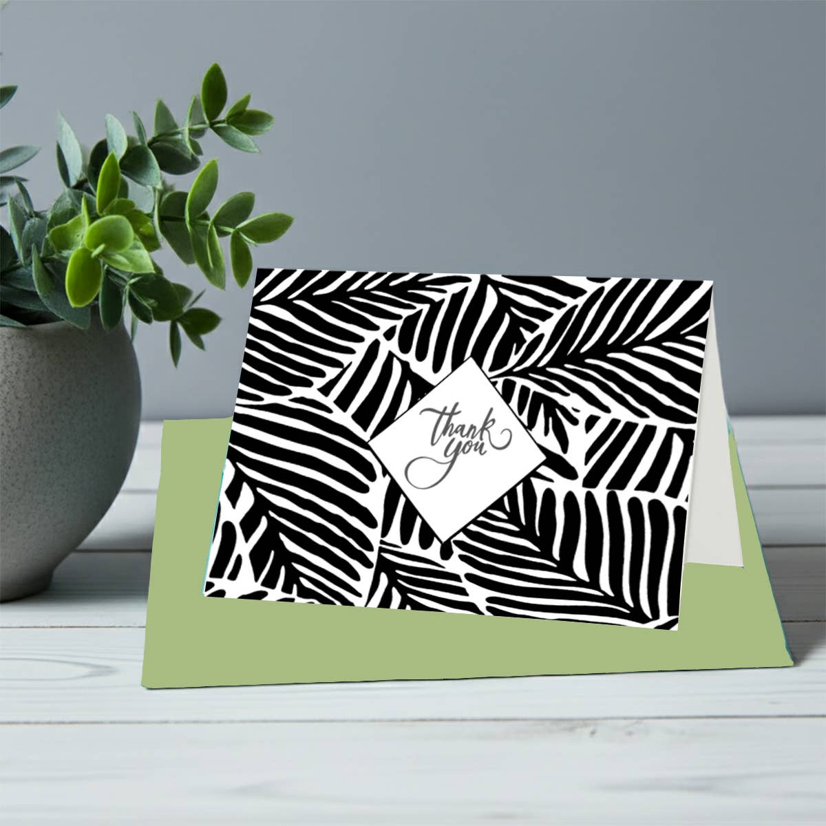 Thank You Black Foil Note Cards Boxed Set of 8 with Olive envelopes by Nostalgic Impressions