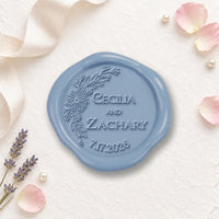 Names & Date Wedding Monogram Adhesive Wax Seals #2513 bundle with stamp