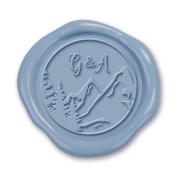 Mountain Wedding Monogram Adhesive Wax Seals #2517 Bundle with Stamp - Nostalgic Impressions