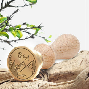 Mountain Scene Wedding Custom Wax Seal Stamp 2 letters #2517 - Nostalgic Impressions