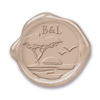 Sunset Wedding Monogram Adhesive Wax Seals #2518 Bundle with Stamp - Nostalgic Impressions