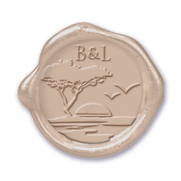 Sunset Wedding Monogram Adhesive Wax Seals #2518 Bundle with Stamp - Nostalgic Impressions
