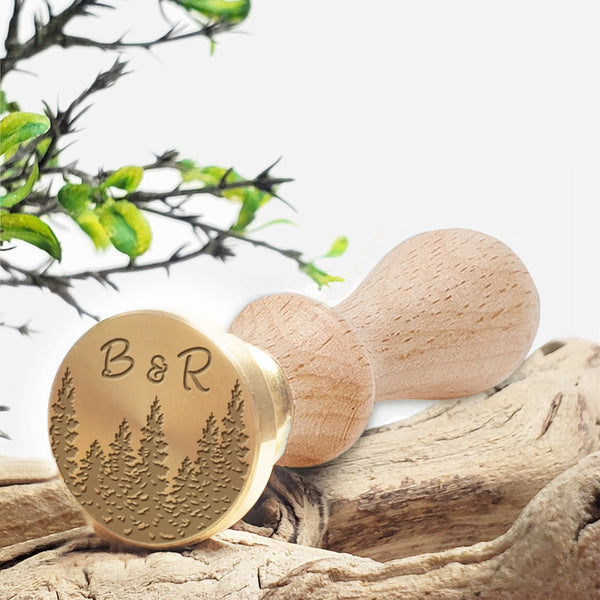 Woodlands Custom Wedding Monogram Wax Seal Stamp 2 Initial #2519 - Nostalgic Impressions