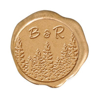 Woodlands Wedding Monogram Adhesive Wax Seals #2519 Bundle with Stamp - Nostalgic Impressions