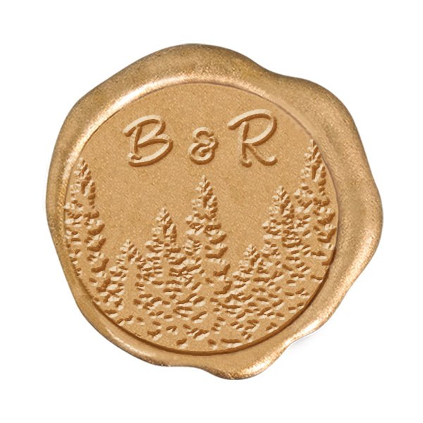 Woodlands Wedding Monogram Adhesive Wax Seals #2519 Bundle with Stamp - Nostalgic Impressions