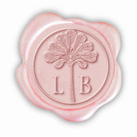Royal Palm Wedding Monogram Adhesive Wax Seals #2520 Bundle with Stamp