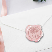 Royal Palm Wedding Monogram Adhesive Wax Seals #2520 Bundle with Stamp