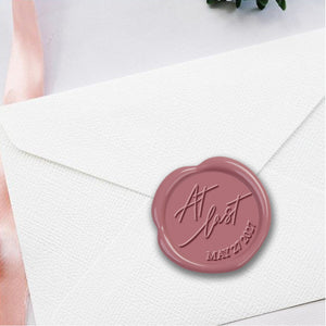 At Last Wedding Monogram with Date Adhesive Wax Seals #2586 bundle with stamp