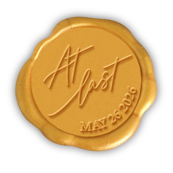At Last Wedding Monogram with Date Adhesive Wax Seals #2586 bundle with stamp - Nostalgic Impressions