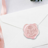 Dahlia Wedding Monogram Adhesive Wax Seals #2591 Bundle with Stamp