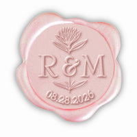 Dahlia Wedding Monogram Adhesive Wax Seals #2591 Bundle with Stamp