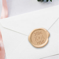 Isabella Wedding Monogram Adhesive Wax Seals 2 letters #2592RD Bundle with Stamp