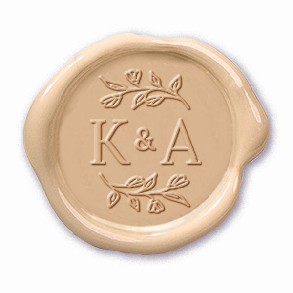 Isabella Wedding Monogram Adhesive Wax Seals 2 letters #2592RD Bundle with Stamp
